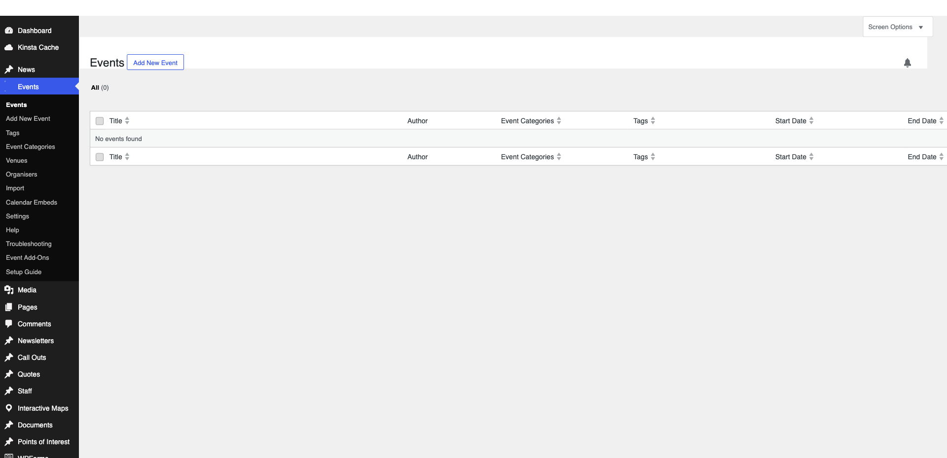Access the Events Section