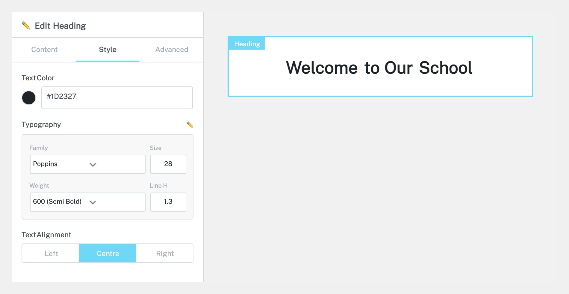 Adjust Typography (Style Tab)