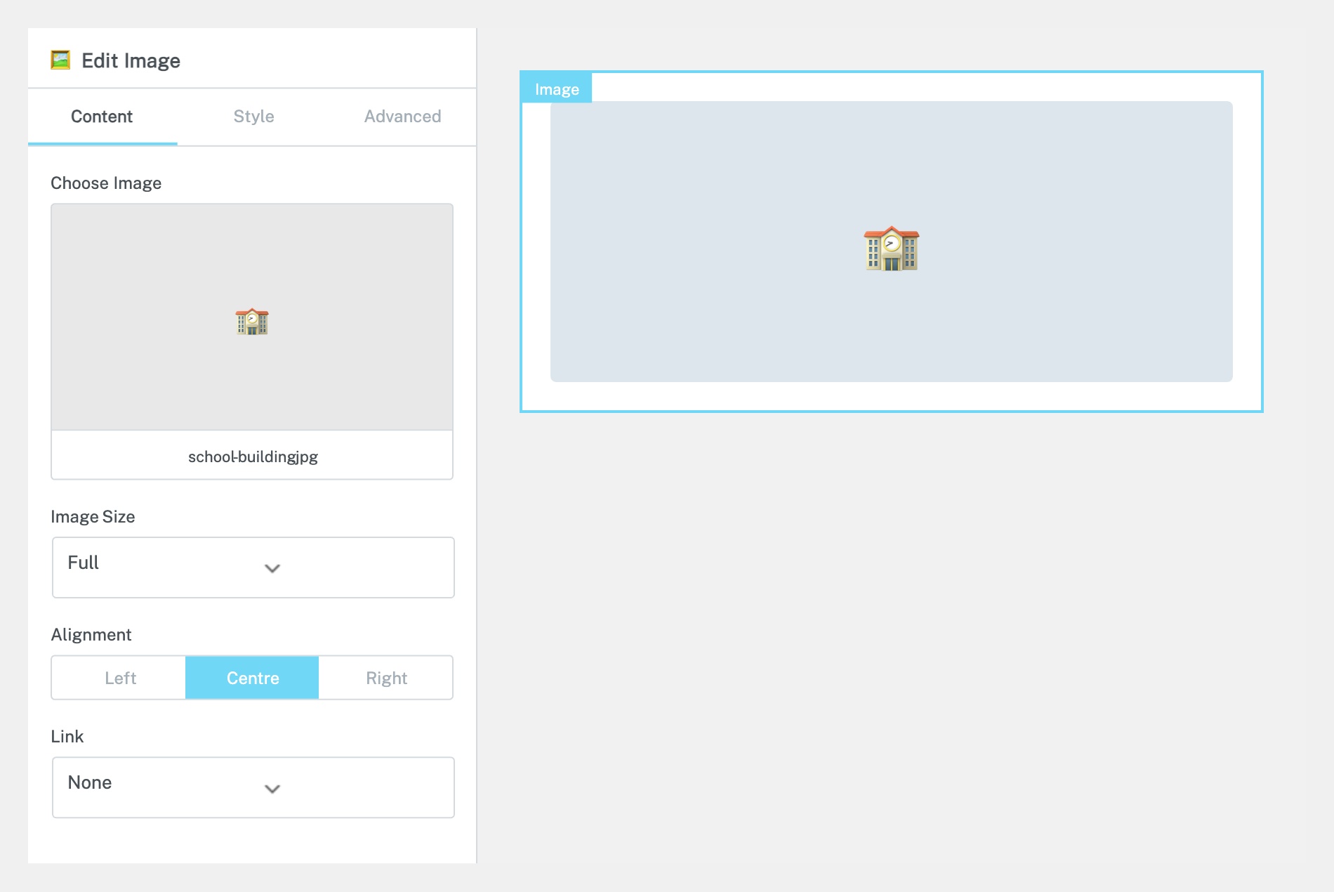 Select the Image Widget