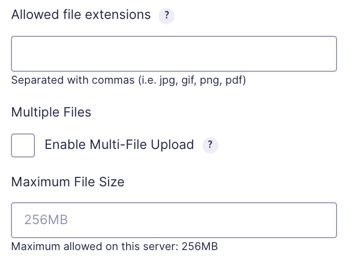 Gravity Forms field general settings