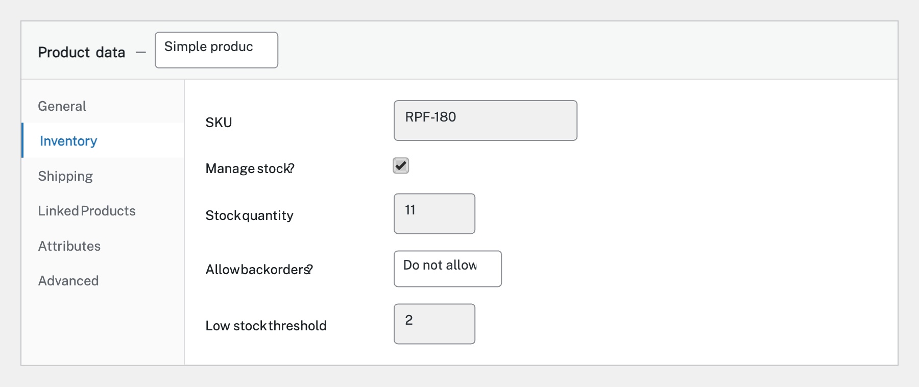 Set Stock on Individual Products