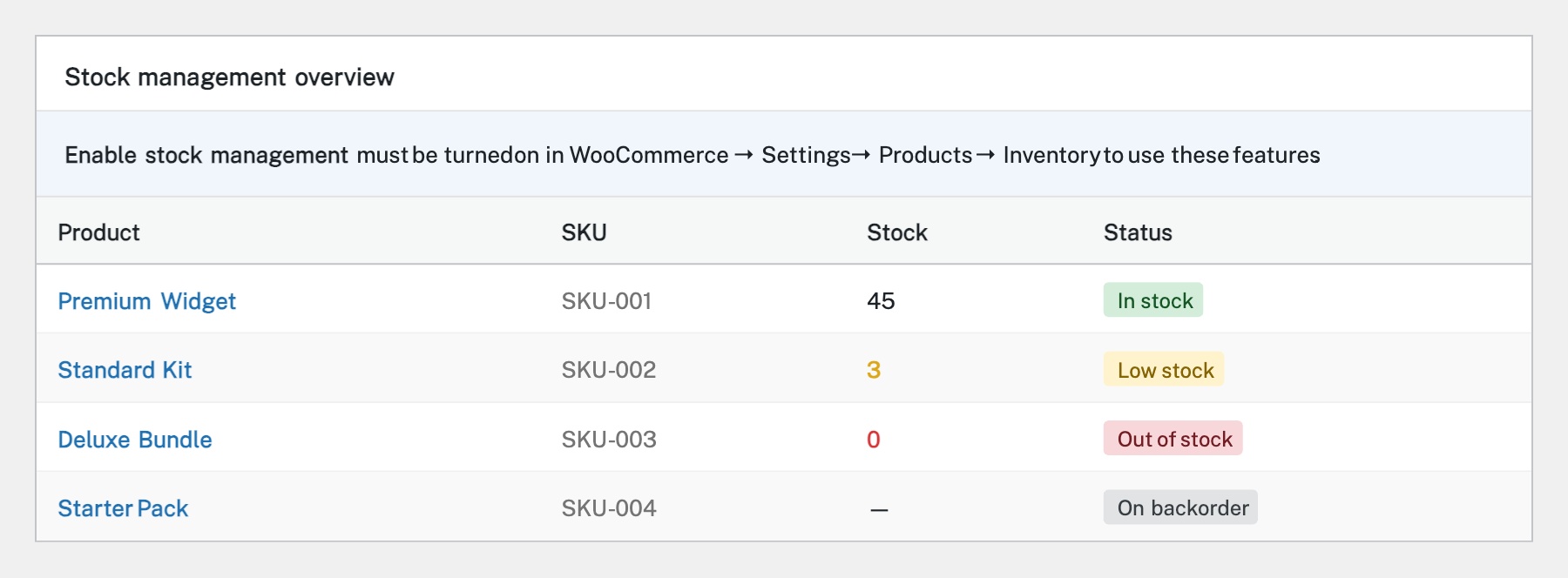 Enable Stock Management